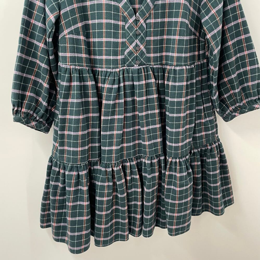 Madewell 4 Flannel Colette Mini Dress in Plaid Midnight Green NB856 - Picture 8 of 13